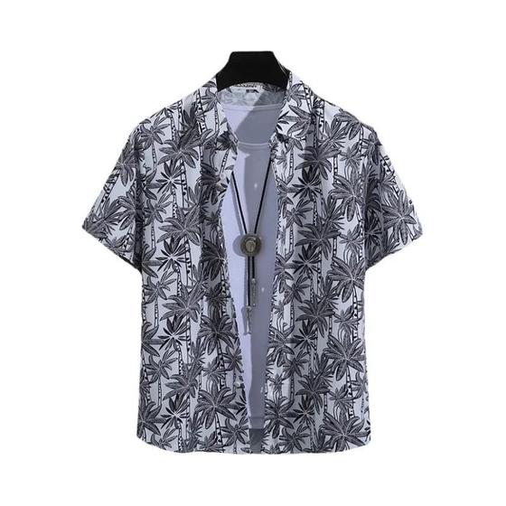 Imagem de Camisa Masculina Estampada Tropical de Manga Curta - 14 Cores