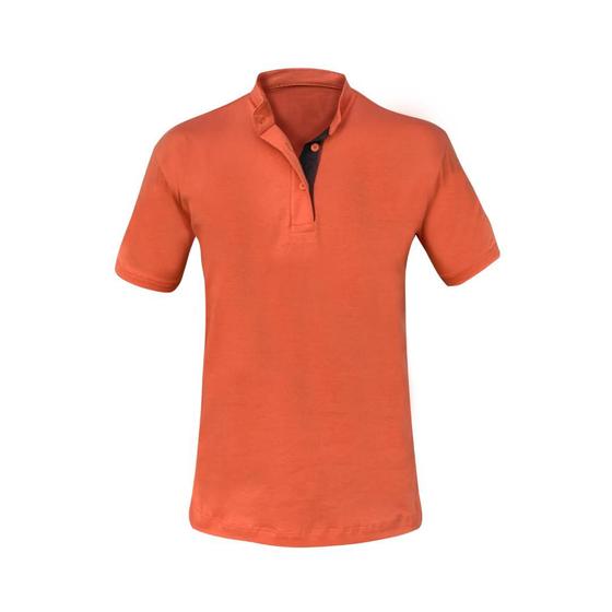 Imagem de Camisa Masculina Gola Padre Básica Algodão Com Elastano Slim