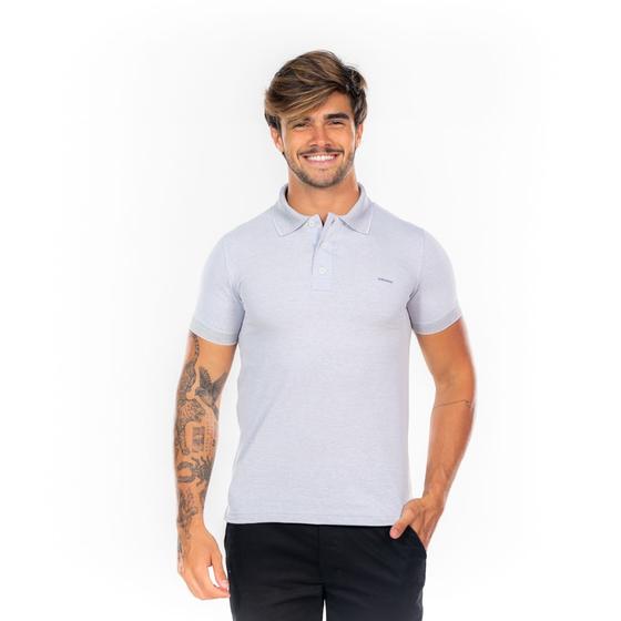 Imagem de Camisa Masculina Gola Polo Piquet Lisa Azul Claro Medson