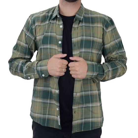 Imagem de Camisa Masculina King&Joe ML Slim Verde Militar - CS20238