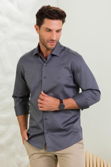 Imagem de Camisa Masculina Manga Longa Elegance Algodão Pima Chumbo