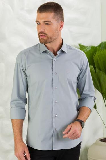 Imagem de Camisa Masculina Manga Longa Elegance Cinza Claro