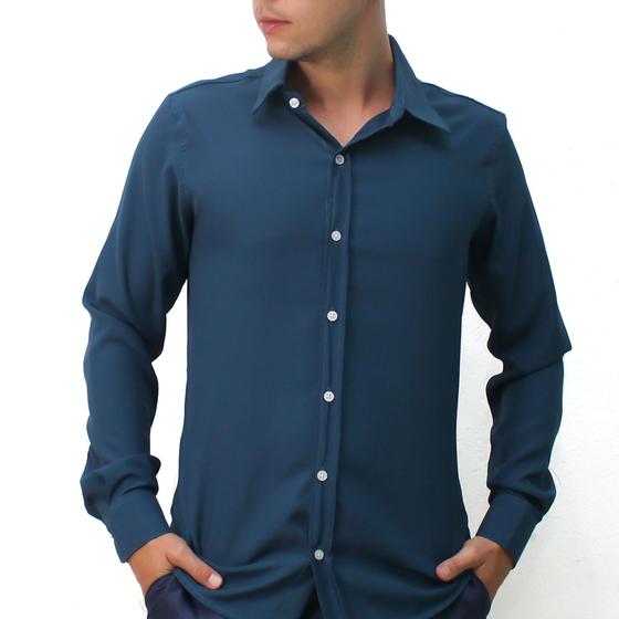 Imagem de Camisa masculina mIcrofibra Social manga Longa Luxo Slim