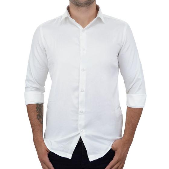 Imagem de Camisa Masculina Navaratti ML Cotton Rich Branca - CNVLC603P