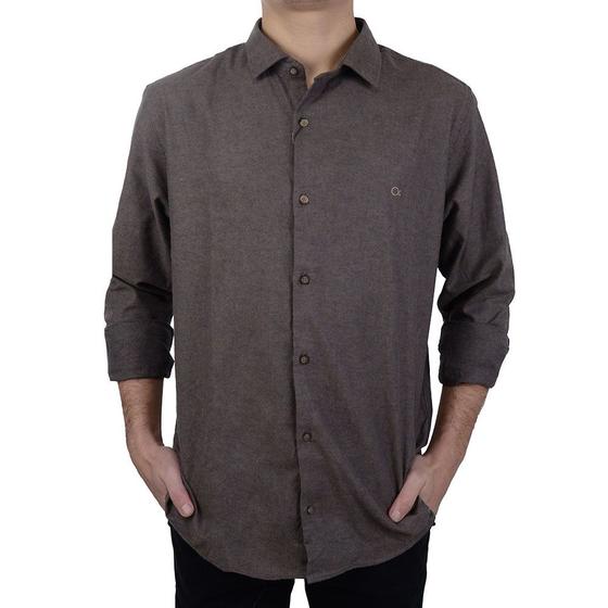 Imagem de Camisa Masculina Ogochi ML Casual Flanela Slim Marrom - 0015