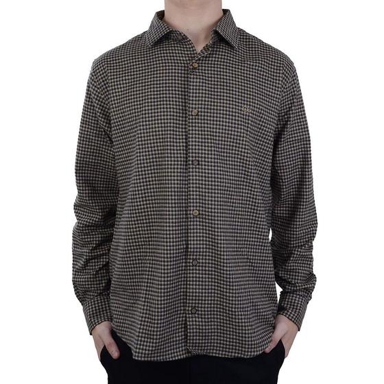 Imagem de Camisa Masculina Ogochi ML Xadrez Flanela Slim Marrom - 0015