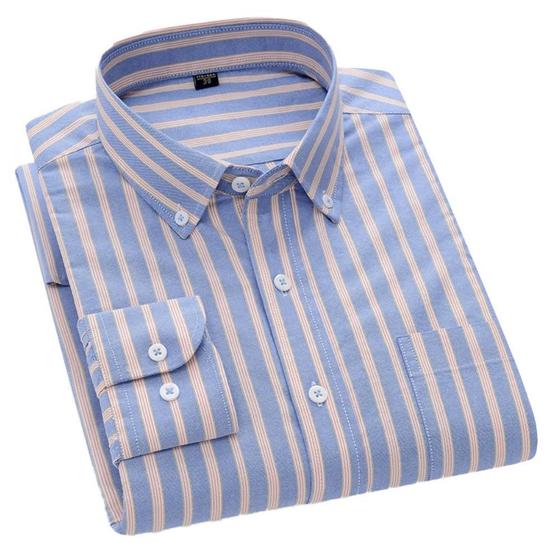 Imagem de Camisa Masculina Oxford Cromoncent - Manga Comprida, 100% Algodão, Azul XL