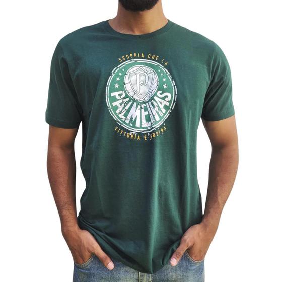 Imagem de Camisa Masculina Palmeiras Algodão Escudo Scoppia Verde