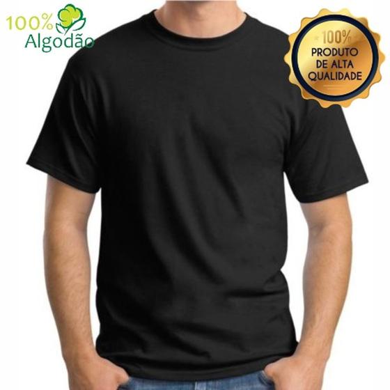 Imagem de Camisa Masculina Preta Básica 100% Algodão Premium 30.1 Alta Qualidade