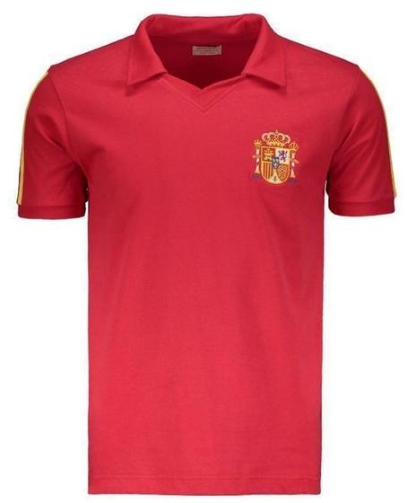 Imagem de Camisa masculina retro polo vermelho espanha 1986 100% algodão