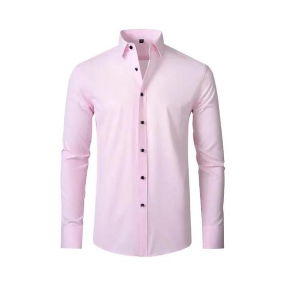 Imagem de Camisa Masculina Slim Fit Manga Longa Branca 6XL - Primavera/Outono