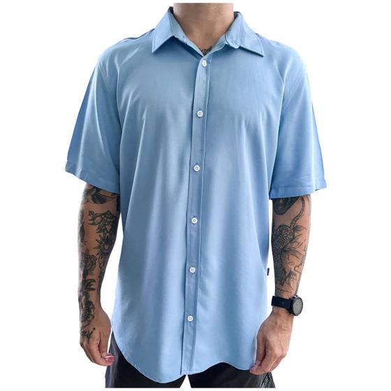 Imagem de Camisa Masculina Social Azul Clara Manga Curta Viscose