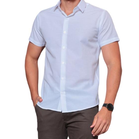 Imagem de Camisa Masculina Social Manga Curta Slim Fit - Sem Bolso