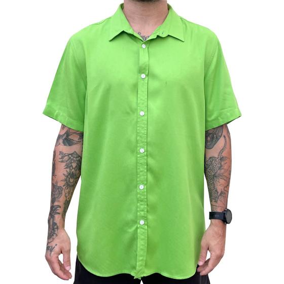 Imagem de Camisa Masculina Social Manga Curta Viscose Verde Limão