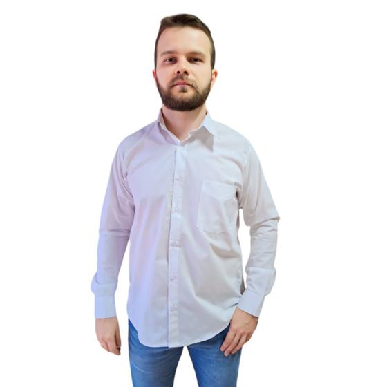 Imagem de Camisa Masculina Social Manga Longa Plus Size Com Algodão