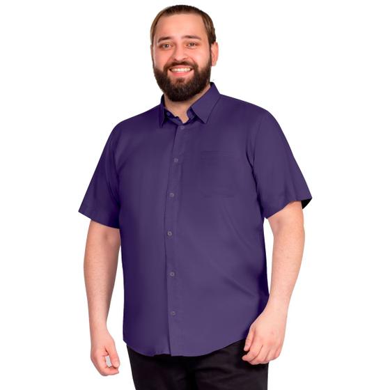 Imagem de Camisa Masculina Social Plus Size Manga Curta com Bolso