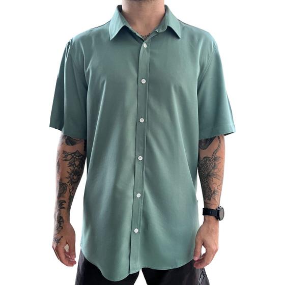 Imagem de Camisa Masculina Social Verde Manga Curta Viscose