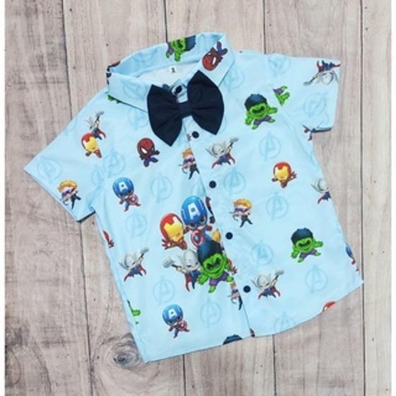 Imagem de Camisa Menino Infantil Linha Premium Vingadores Baby + Gravata