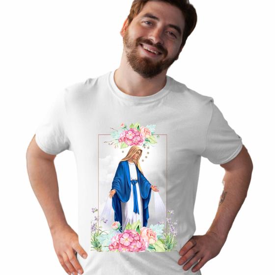 Imagem de Camisa Nossa Senhora das Graças Flores Religiosa