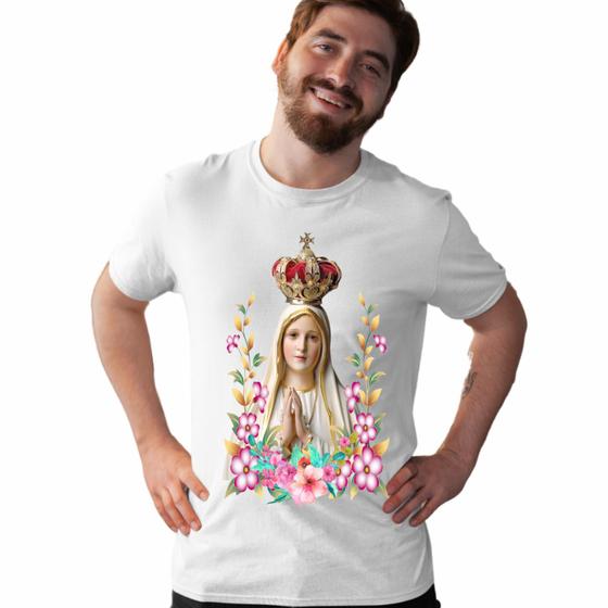 Imagem de Camisa Nossa Senhora de Fátima Flores Coroa