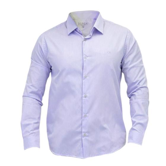 Imagem de Camisa Ogochi Casual Slim Listrada Lilas