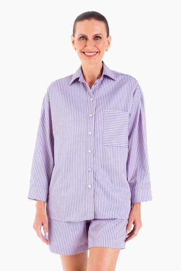 Imagem de Camisa oversized tricoline azul listrada