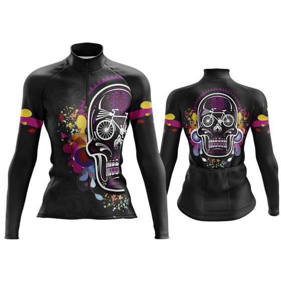 Camisa Para Ciclista Feminina MTB Manga Longa Pro Tour Caveira Mexicana Com Proteção UV 50 Menor preço em Camisa Para Ciclista Feminina MTB Manga Longa Pro Tour Caveira Mexicana Com Proteção UV 50
