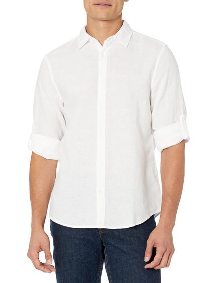 Imagem de Camisa Perry Ellis de Linho e Algodão - Manga Rolê para Homens