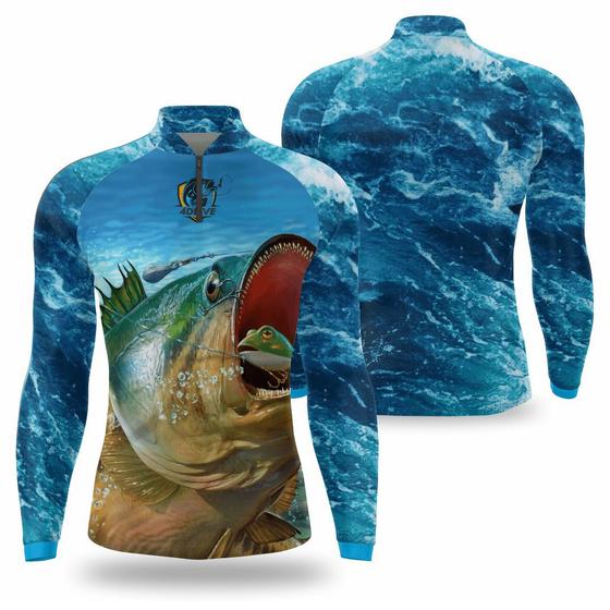 Imagem de Camisa Pesca Infantil Menino Menina Manga Longa Proteção Solar UV Camiseta de Pescaria