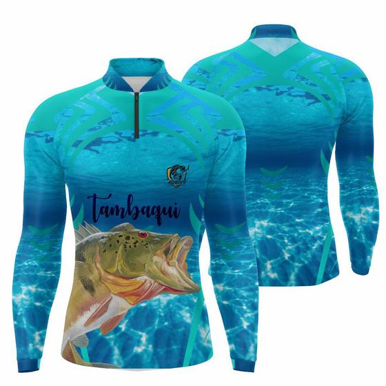 Imagem de Camisa pesca proteção solar uv fator 50 em varias estampas Camiseta de pescaria camuflada e de peixe