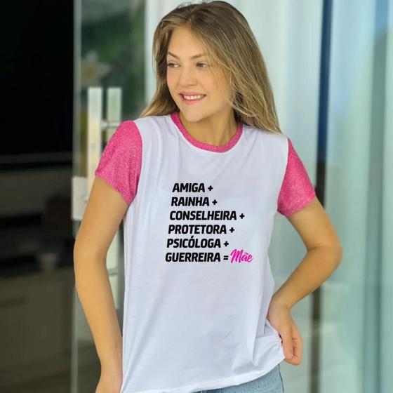 Imagem de Camisa poliester com gliter nas mangas feminina tamanho p