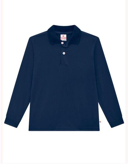 Imagem de Camisa Polo Básica Infantil Menino Azul Malha Brandili