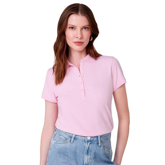 Imagem de Camisa Polo Dudalina Decote V OU24 Rosa Claro Feminino