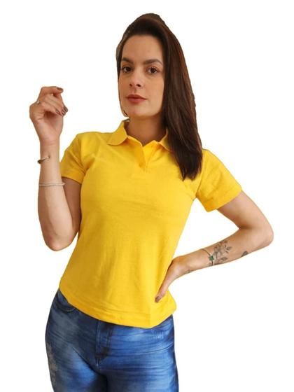 Imagem de Camisa Polo Feminina Manga Curta Lisa Colorida