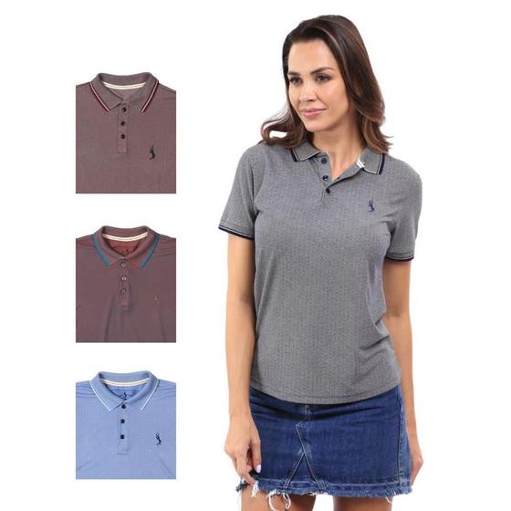 Imagem de Camisa Polo Feminina Manga Curta Piquet Moderna Leve Kit 4