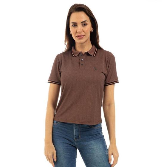 Imagem de Camisa Polo Feminina Poa Casual Leve Gola Dia a Dia Conforto