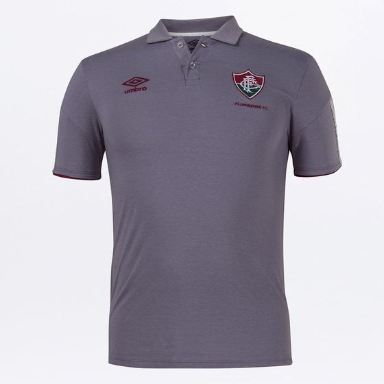 Camisa Polo Fluminense Viagem 2021 Umbro Masculina - Cinza+vinho