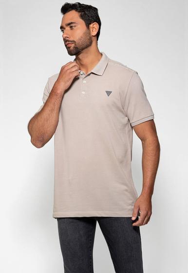 Imagem de Camisa Polo Guess Piquet Bordado Ombro Bege