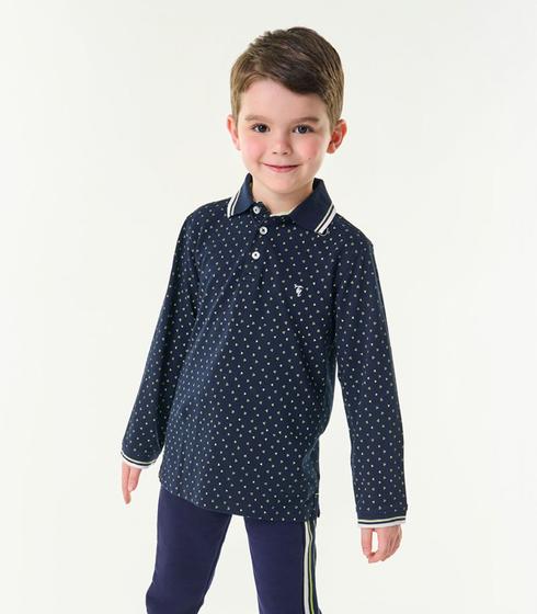 Imagem de Camisa Polo Infantil Manga Longa Trick Nick Azul