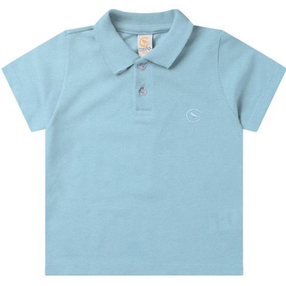 Imagem de Camisa polo infantil masculina premium malha piquet com bordado - azul bebê