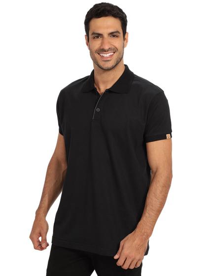 Imagem de Camisa Polo Masculina Anistia Vista com Filete e Punho Preta