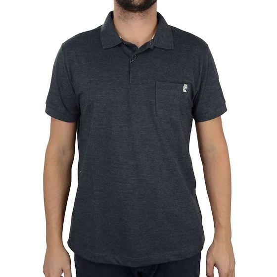 Imagem de Camisa Polo Masculina Applicato Mescla Preta - BAS001