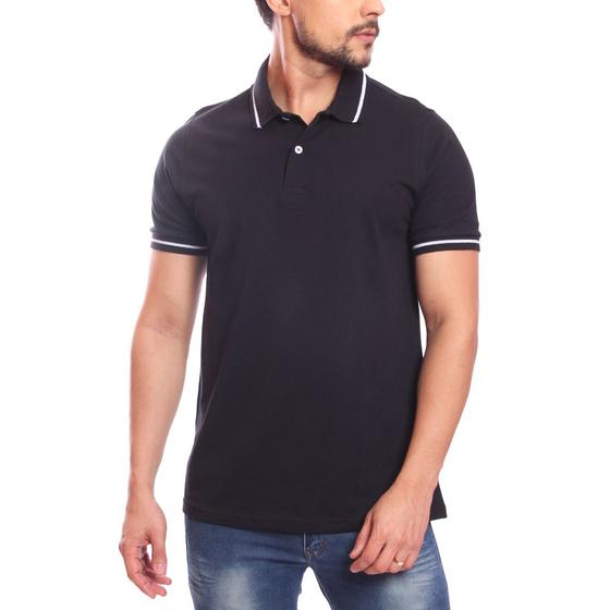 Imagem de Camisa Polo Masculina Califórnia Manga Curta Gola com Botão Listra