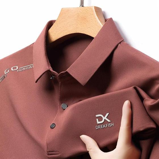 Imagem de Camisa Polo Masculina de Seda Gel - Luxo, Casual e Moderna para Verão