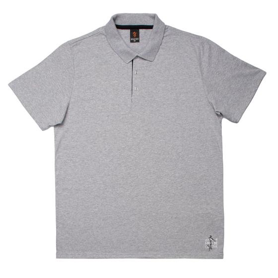 Imagem de Camisa Polo Masculina Desayner Plus Size Lisa com Estampa na Barra Cinza Mescla