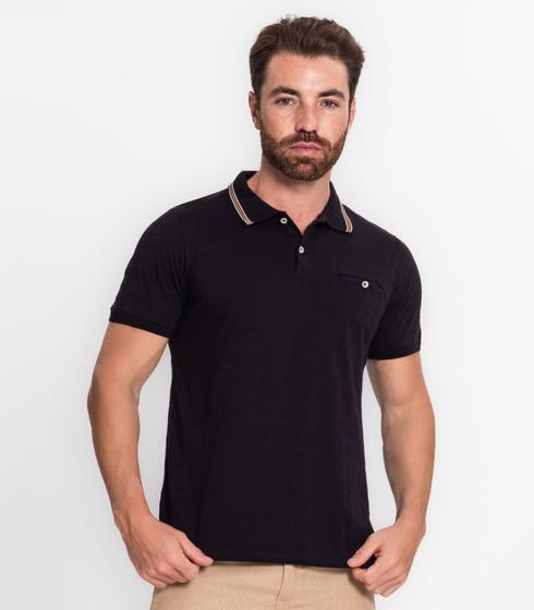 Imagem de Camisa Polo Masculina Em Meia Malha Diametro Preto