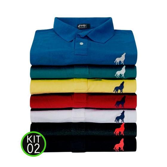 Camisa polo masculina em tecido piquet vira lata wear kit 2 unidades Menor preço em Camisa polo masculina em tecido piquet vira lata wear kit 2 unidades