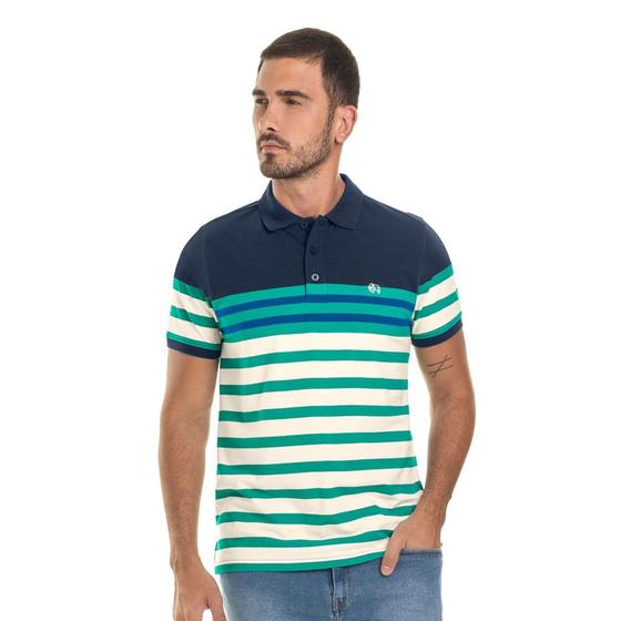 Imagem de Camisa Polo Masculina Estampa Listrada Azul