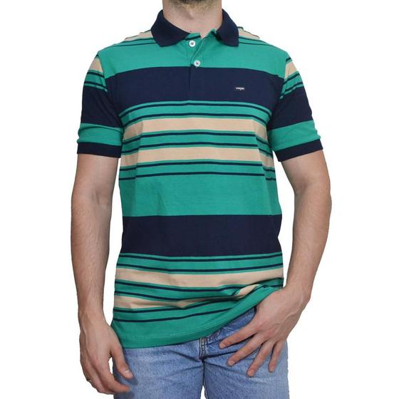 Imagem de Camisa Polo Masculina Listrada Dawson Verde