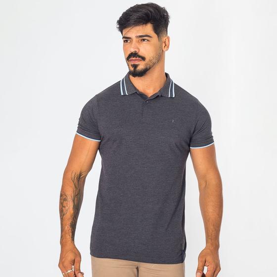 Imagem de Camisa Polo Masculina Piquet Mini Logo Bordado Lisa Casual